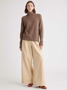 Quince Yak Wool Turtleneck Sweater Heather Brown Neutral Women’s S